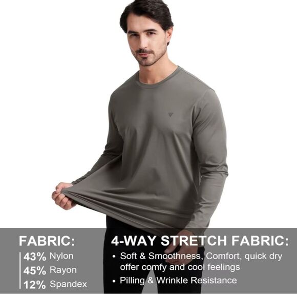 NEW MAELREG Men’s Small Moisture-Wicking T-Shirt | Lightweight LS Active Tee - Picture 4 of 8